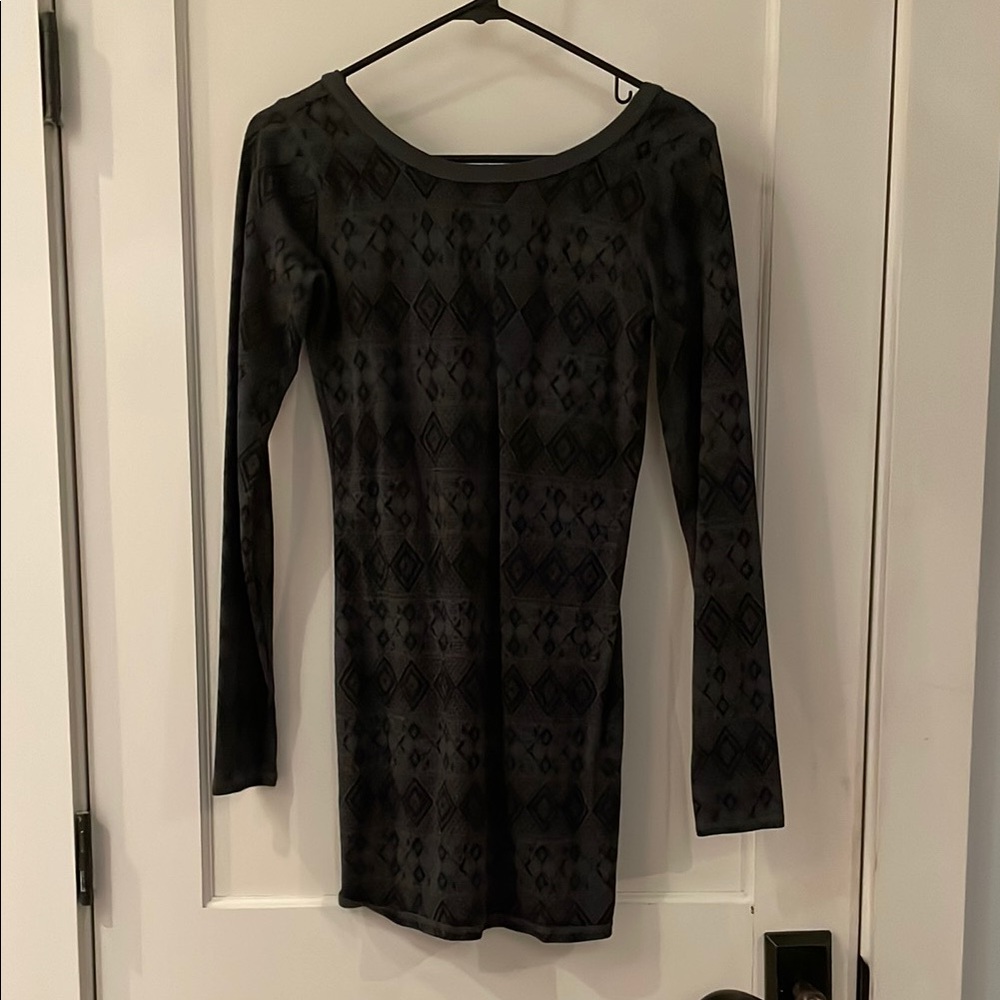 Black Long Sleeve Scoop Neck Bodycon Dress